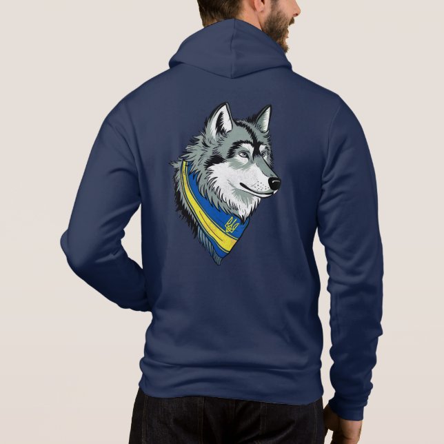Camiseta Símbolo do Lobo Ucraniano, Forte, Orgulhosa Arte U (Verso)