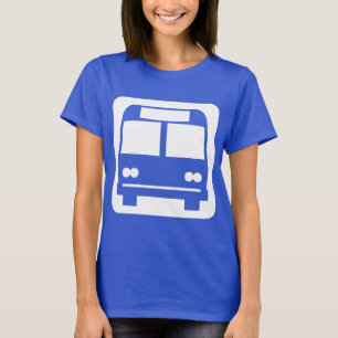 Camiseta Símbolo do ônibus - branco na obscuridade