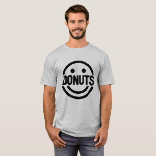 Camiseta Símbolo do preto da cara do sorriso das rosquinha