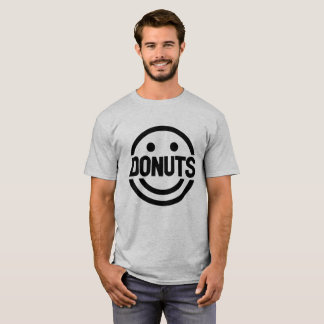 Camiseta Símbolo do preto da cara do sorriso das rosquinhas