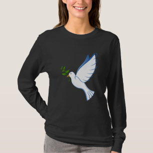 Camiseta Símbolo do Ramo de Oliveira Voador da Paz da Pomba