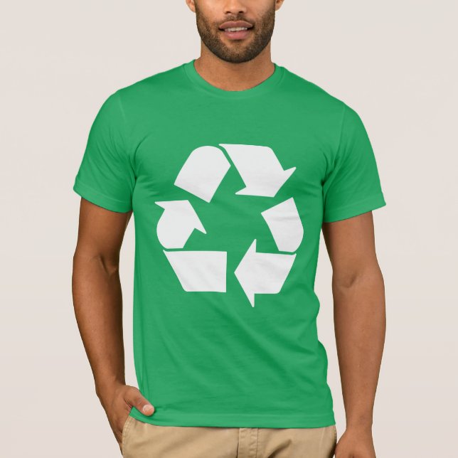 Camiseta Símbolo do Reciclar branco legal em verde (Frente)