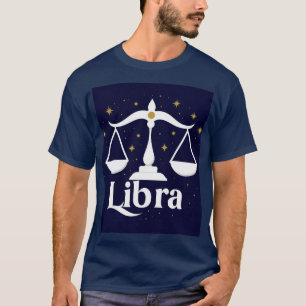 Camiseta Símbolo do Signo Zodíaco de Libra com Estrelas e B