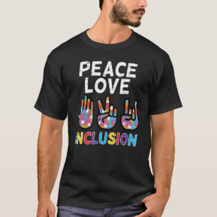 Camiseta Símbolo do Sinal de Mão de Inclusão Amor Paz Consc