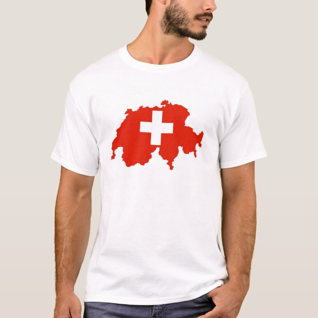 Camiseta símbolo do suíço do mapa da bandeira de país da (Frente)