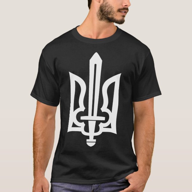 Camiseta Símbolo do Tridente Ucraniano - Brasão da Ucrânia  (Frente)