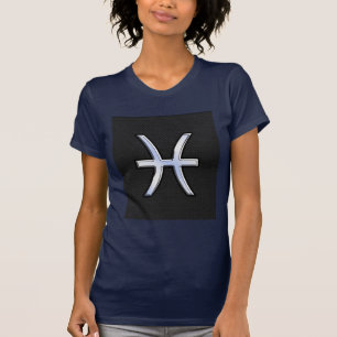 Camiseta Símbolo do zodíaco dos peixes no estilo preto da