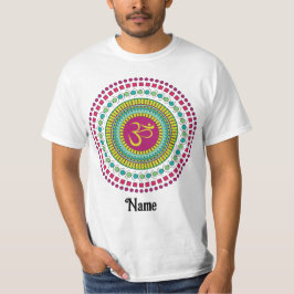 Camiseta Símbolo Espiritual Mandala Om Cor-de-rosa Verde Pe