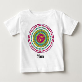 Camiseta Símbolo Espiritual Mandala Om Cor-de-rosa Verde Pe