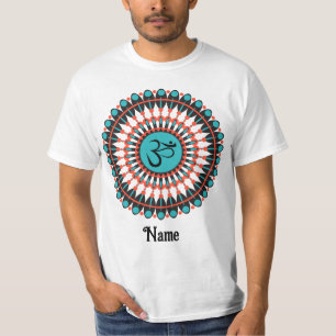 Camiseta Símbolo Espiritual Mandala Om Turquesa Personaliza