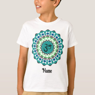 Camiseta Símbolo Espiritual Mandala Yoga Om Blue Personaliz