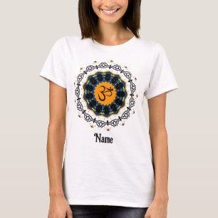 Camiseta Símbolo Espiritual Mandala Yoga Om Blue Personaliz