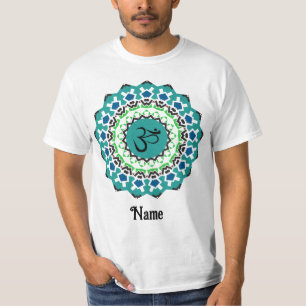 Camiseta Símbolo Espiritual Mandala Yoga Om Blue Personaliz