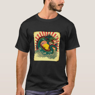 Camiseta Símbolo Estético Japonês Dragão Vermelho Kanji Jap