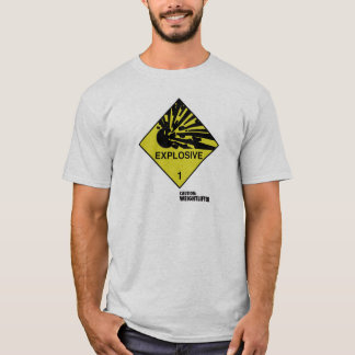 Camiseta Símbolo explosivo. Subtítulo: Cuidado: