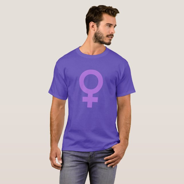 Camiseta Símbolo feminino de energia da menina roxa (Frente Completa)