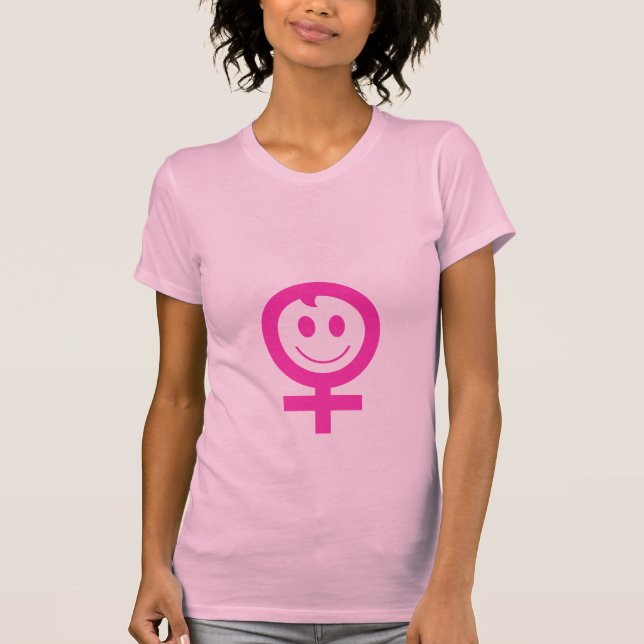 Camiseta Símbolo feminino smiley face bebê rosa (Frente)