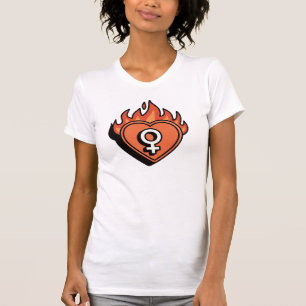 Camiseta Símbolo Feminista Coração Flamejante