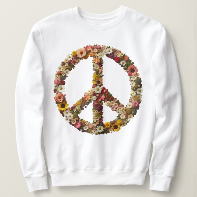 Camiseta Símbolo Floral de Paz com Flores Vibrantes (Frente do Design)