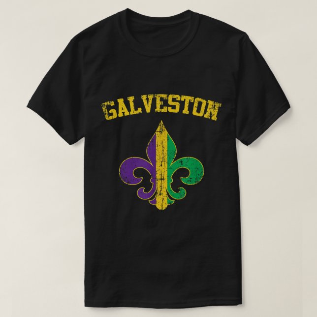 Camiseta Símbolo Galveston Texas Mardi Gras Fleur De Lis (Frente do Design)
