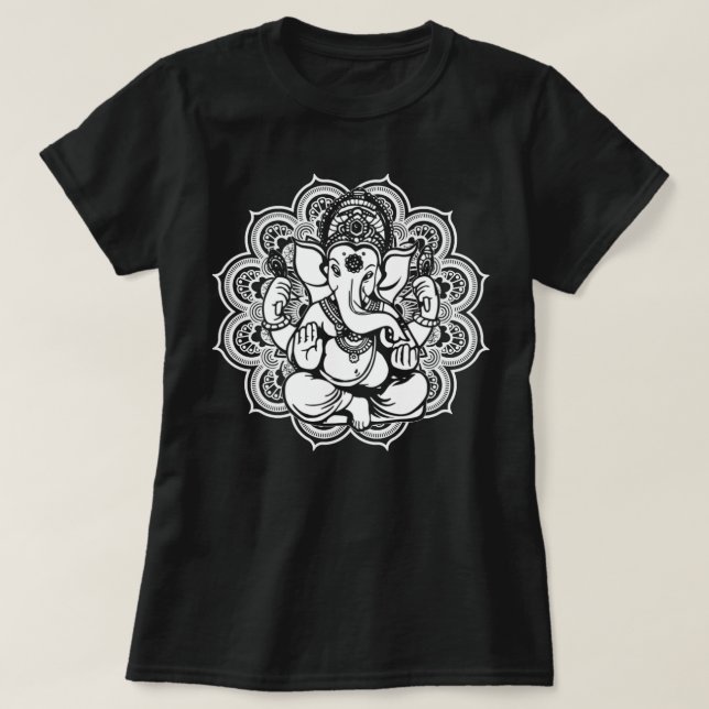 Camiseta Símbolo Ganesh Yoga Hindu Men Meditação Love (Frente do Design)