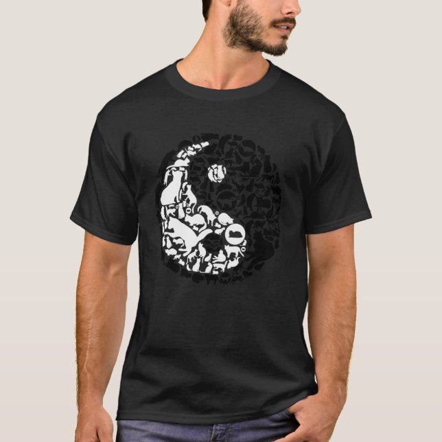 Camiseta Símbolo Gato dos Gatos Chineses Yin Yang (Frente)