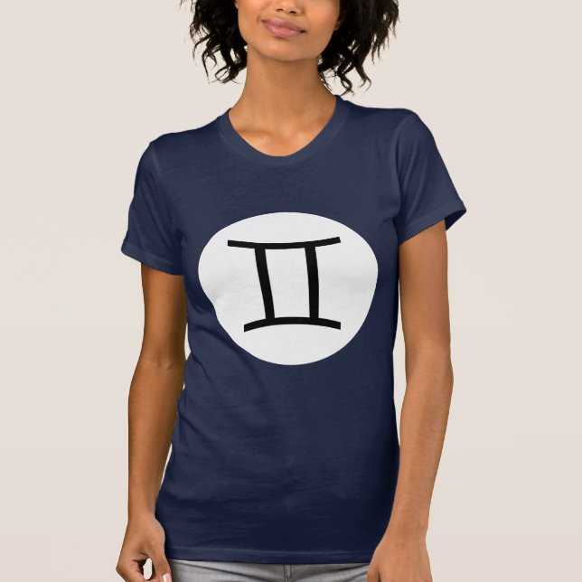 Camiseta Símbolo Gemini - Tee Escuro - Personalizado (Frente)