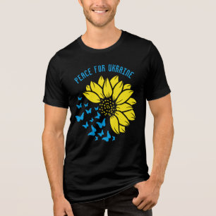Camiseta Símbolo girassol da Paz. Paz para a Ucrânia.