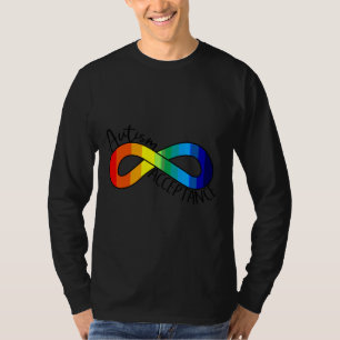 Camiseta Símbolo Infinito Arco-Íris de Aceitação Autismo