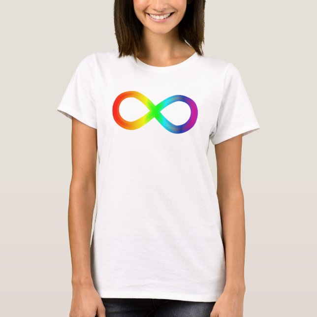 Camiseta Símbolo Infinito Autismo Arco-íris (Frente)