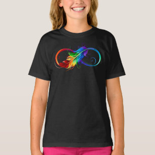 Camiseta Símbolo Infinito com Pena Arco-Íris