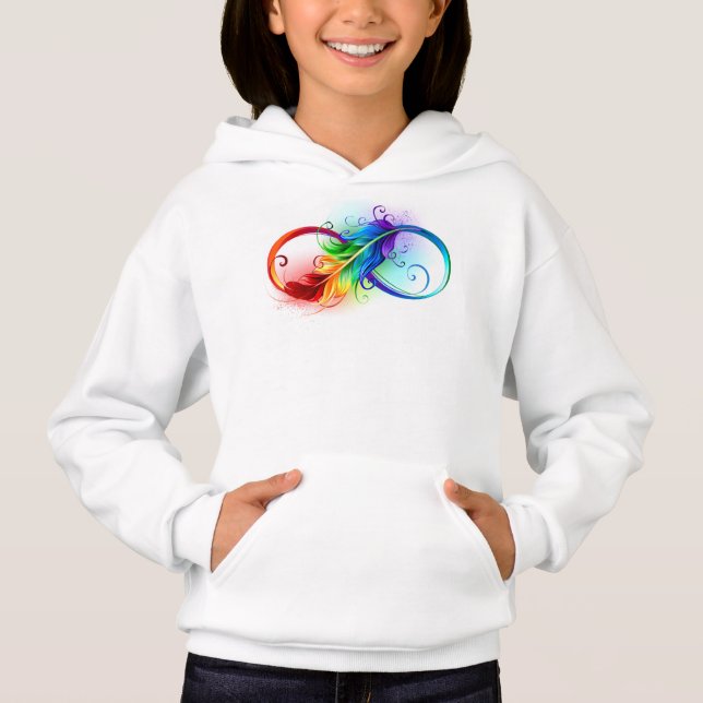 Camiseta Símbolo Infinito com Pena Arco-Íris (Frente)