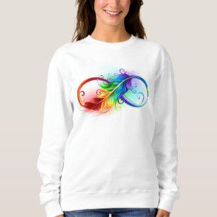Camiseta Símbolo infinito com pena de arco-íris