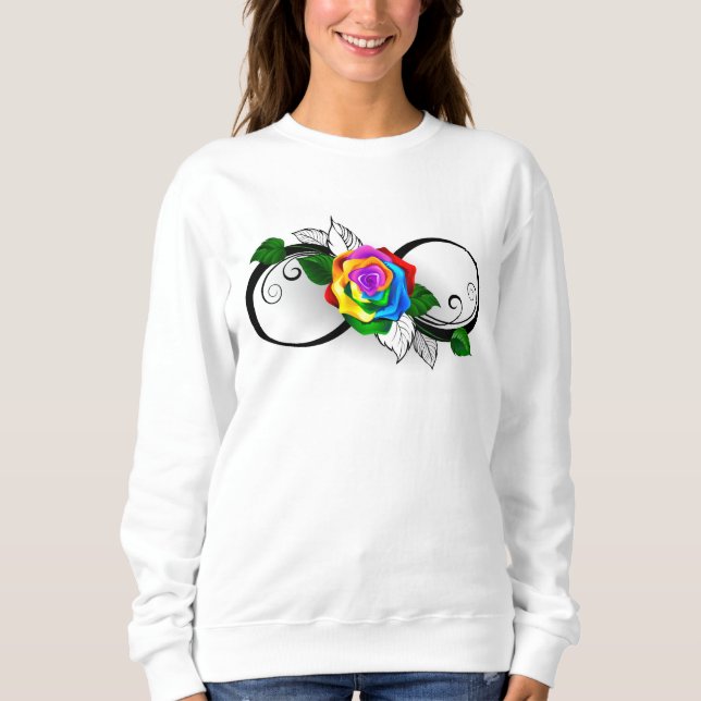 Camiseta Símbolo Infinito com Rosa do Arco-Íris (Frente)