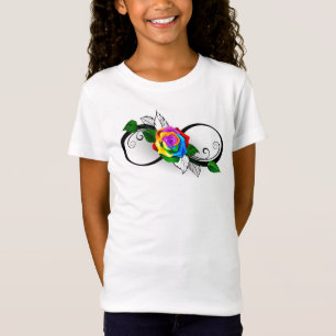 Camiseta Símbolo Infinito com Rosa do Arco-Íris