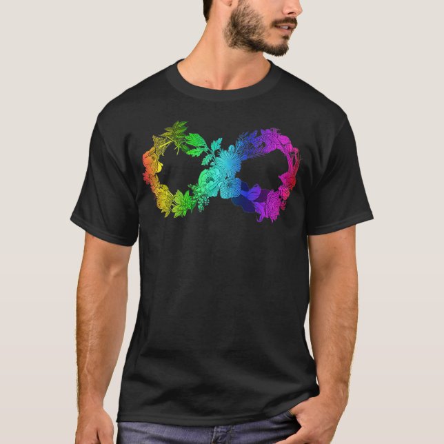 Camiseta Símbolo Infinito da Neurodiversidade Floral Autism (Frente)