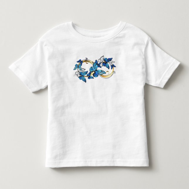 Camiseta Símbolo infinito de borboletas azuis Morpho (Frente)