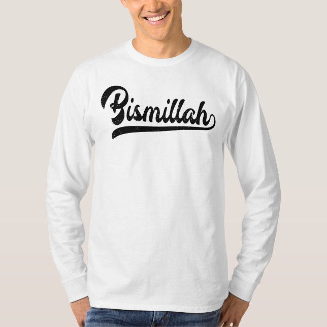 Camiseta Símbolo Islâmico Bismillah Longa Folga (Frente)
