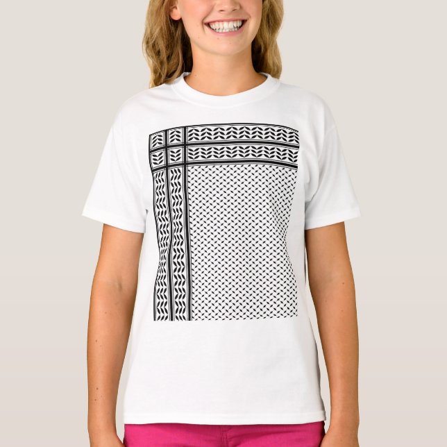 Camiseta Símbolo Keffiyeh do Padrão de Resistência Palestin (Frente)