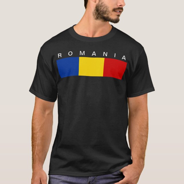 Camiseta Símbolo longo da bandeira do país de Romania (Frente)