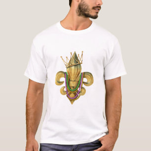 Camiseta Símbolo Mardi Gras Royalty Fleur de Lis com Miça