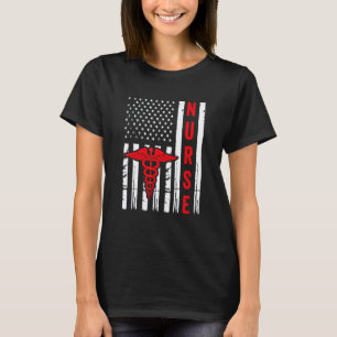 Camiseta Símbolo Médico Caduceu Bandeira Americana Vintage