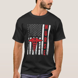 Camiseta Símbolo médico Caduceus American Flag Vintage Nurs
