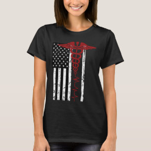 Camiseta Símbolo médico da bandeira americana Black Patriot