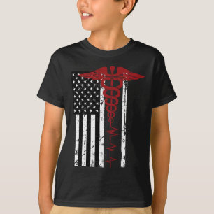 Camiseta Símbolo médico da bandeira americana Black Patriot