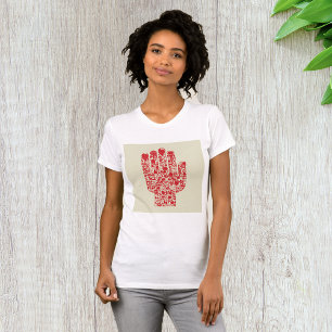 Camiseta Símbolo Médico Mão Vermelha Assistência Médica