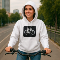 Símbolo mínimo de bicicleta branca e preto