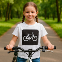 Símbolo mínimo de bicicleta branca e preto