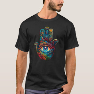 Camiseta Símbolo Místico Espiritual Olho que Tudo Vê Hamsa