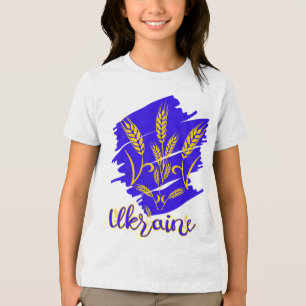 Camiseta símbolo nacional ucraniano tryzub feito de espiga 